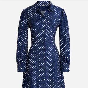 NWT J. Crew Cupro Becklow Dot Shirtdress Size 12